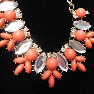 Coral Stone Estate Vintage Statement Necklace